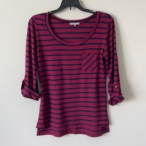 Charlotte Russe Striped 3/4 Length Sleeve Shirt